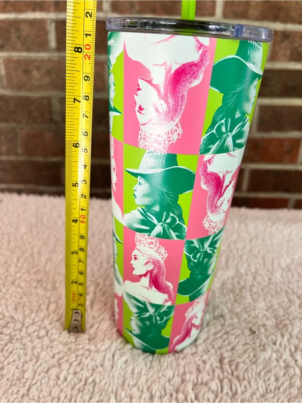 Wicked Pink Green Good Evil Checkered Tumbler New Unused With Papers